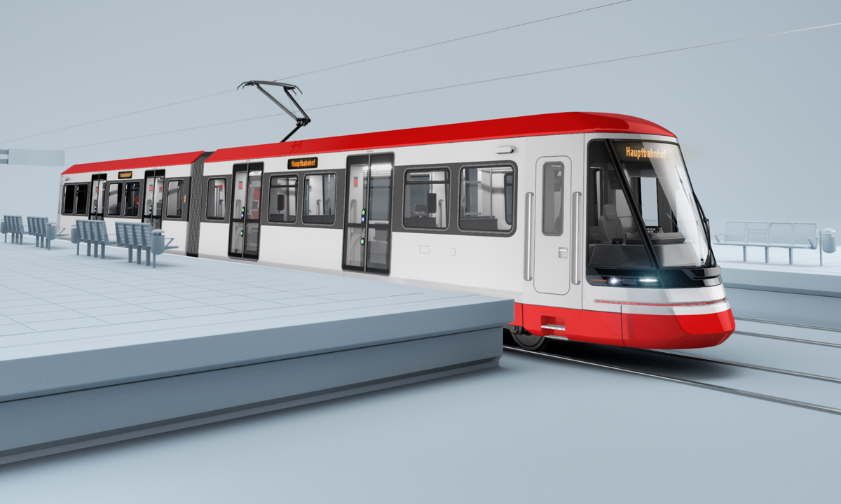 Visualisierung der neuen Hochflur-Stadtbahn für die Linie U79