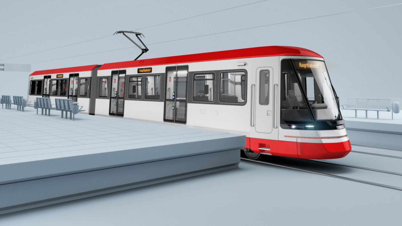 Visualisierung der neuen Hochflur-Stadtbahn für die Linie U79