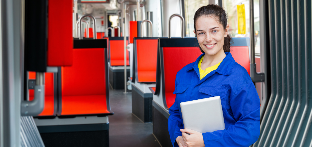 Junge Frau in der Bahn
